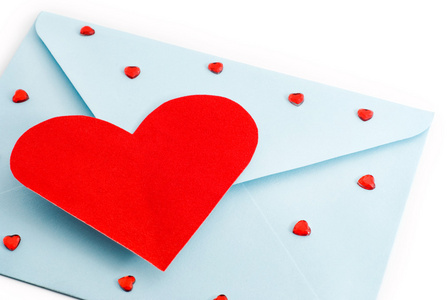 邮件信封上的红心情人节