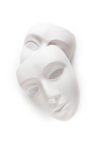 带有白色塑料面具的戏剧概念
