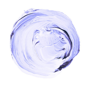 蓝色纹理的压克力圆。水彩染色在白色背景上