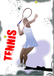 网球运动员海报。 设计师彩色矢量插图