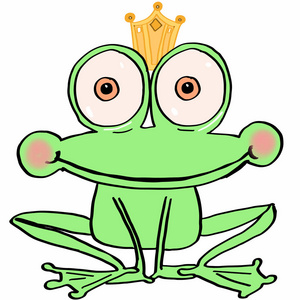 可爱的青蛙王子和白色背景