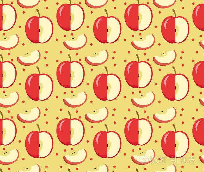 红苹果无休止的背景,纹理.水果的背景.矢量图