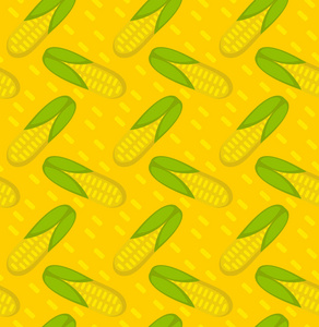 玉米无缝模式。玉米无尽背景纹理。蔬菜的背景。矢量图