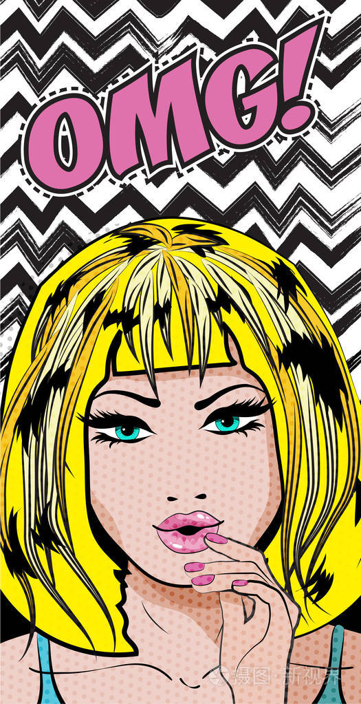 波普艺术风格的女人横幅插画-正版商用图片01yquy-摄图新视界