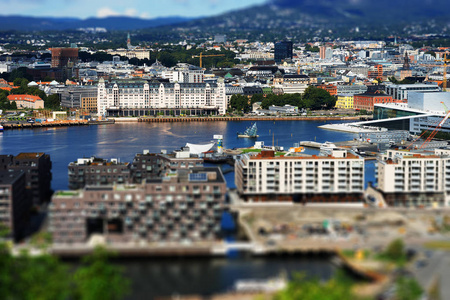 奥斯陆市城市景观背景