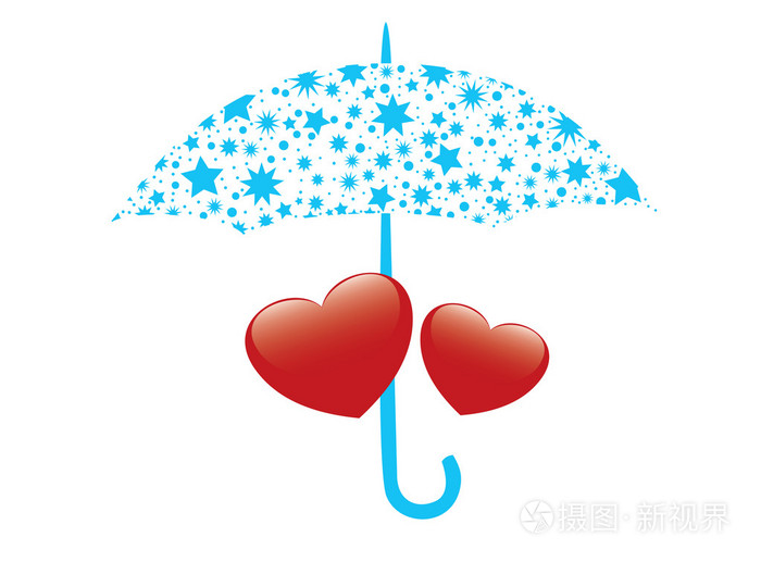 红心和伞的矢量插图