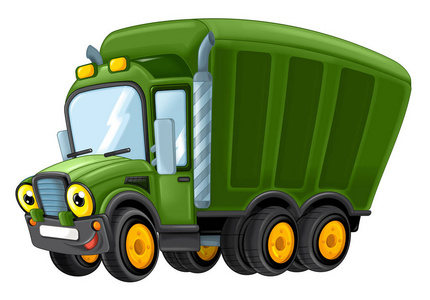 卡通快乐军用卡车与蓄水池照片