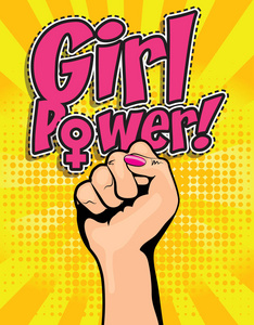 女孩权力波普艺术旗帜图片