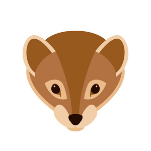 黄鼠狼脸矢量插图风格平面前黄鼠狼卡通吉祥物作为一个书呆子怪胎卡通