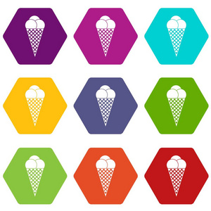 冰激淋图标设置颜色六面体