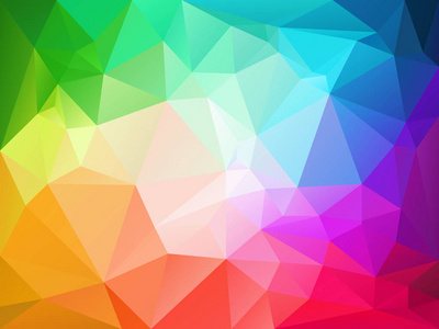 矢量抽象不规则多边形背景，全彩色彩虹与反射光线的中间的三角模式