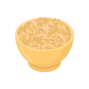 燕麦中分离的木碗。在木盘子里的去壳。在白色的粮食