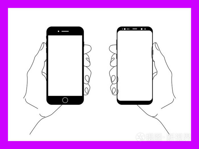 手机在手轮廓矢量图插画-正版商用图片020e2h-摄图新视界