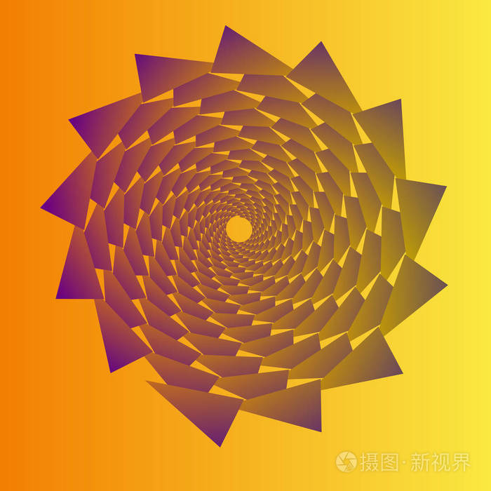 旋转的螺旋.婆娑的心的图案.三角形,梯度,剪影