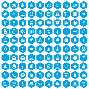 100 宗教节日图标设置蓝色