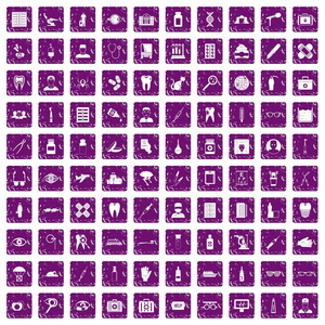 100 医生图标设置 grunge 紫色