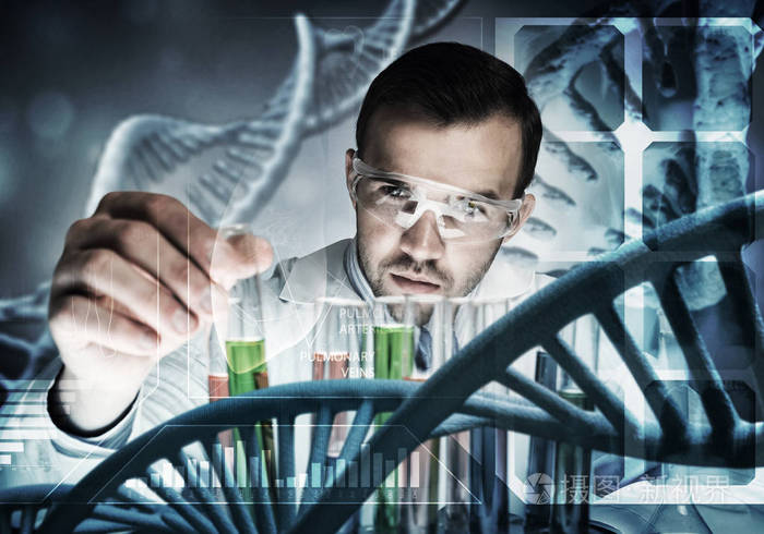 帅气的科学家制作研究