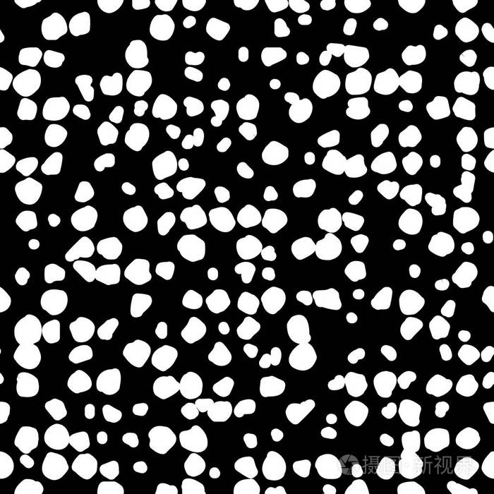 无缝的抽象图案与网格的黑色背景上的白色斑点.