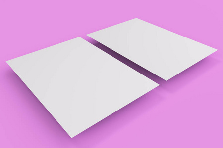 空白的白色传单样机上紫色背景