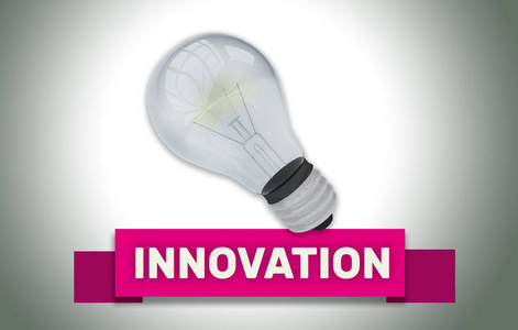 创新概念与横幅和灯泡