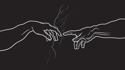 亚当的创造. 片段(倒置版本)照片