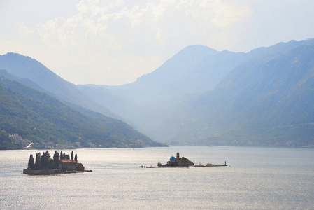 科托尔湾从钟楼的教堂的圣尼古拉在 Perast，黑山