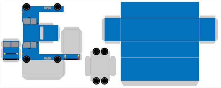 简单的卡车纸模型拖车和集装箱图片