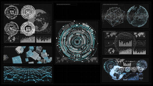 3d 渲染数字图表和图形全息屏幕