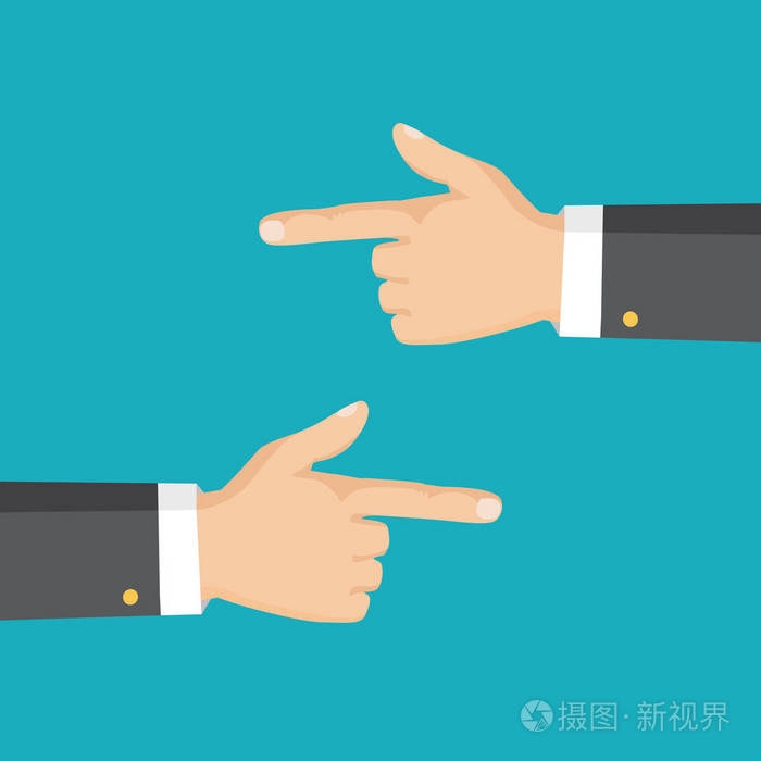 手与指向手指左侧和右侧.平面样式.矢量