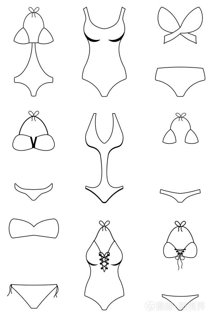 女式泳装套装样式插画-正版商用图片022j4l-摄图新视界