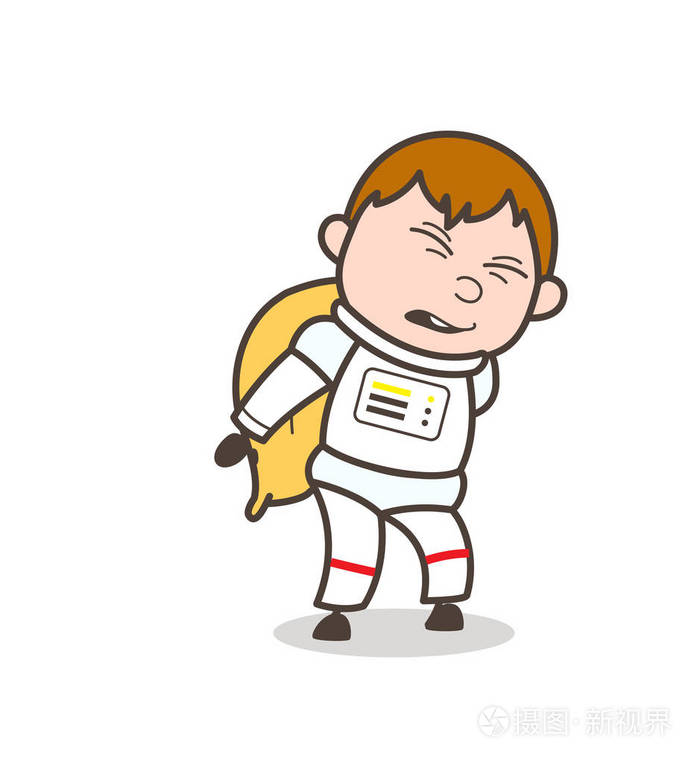 卡通太空人扛着一包袋矢量图