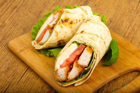 鸡肉面包卷照片