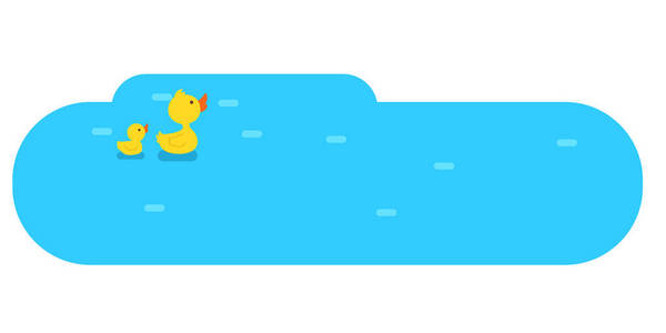鸭子在池塘里，插图游泳