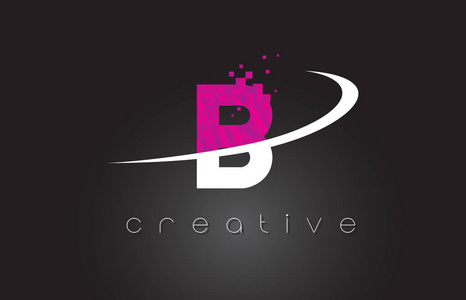 B 创意字母设计与白色 粉色