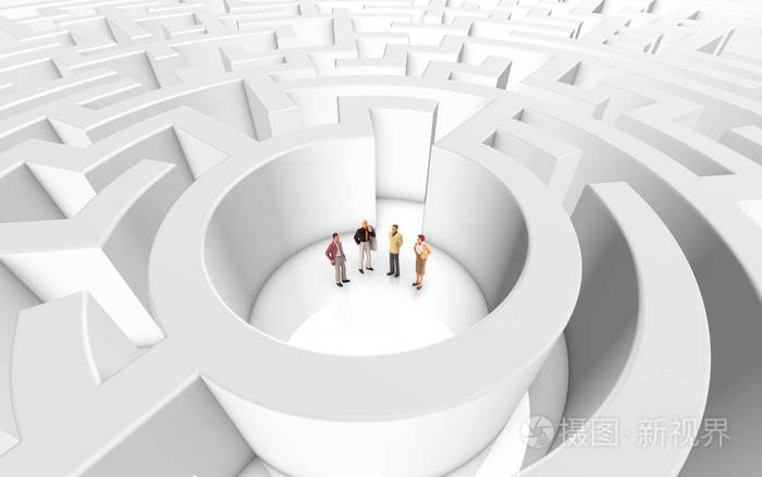 会议在迷宫里的微型人