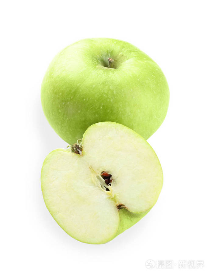 白底片鲜绿色苹果