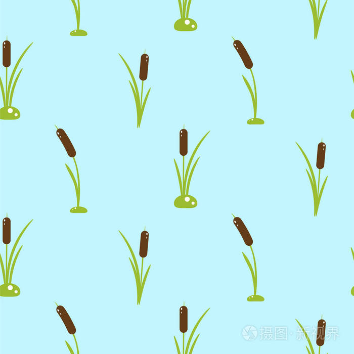 蒲植物无缝向量模式插画-正版商用图片023eld-摄图新视界