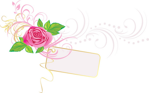 粉红色玫瑰，有装饰品和卡片