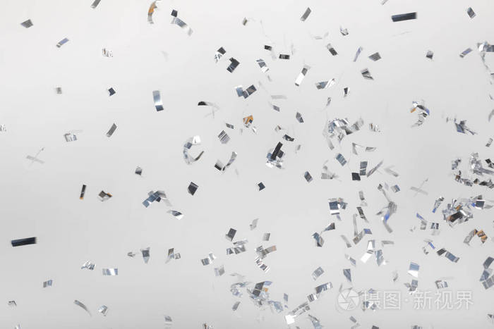 下落的银色五彩纸屑片断