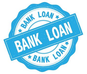 银行贷款文本, 写在青色圆形徽章上