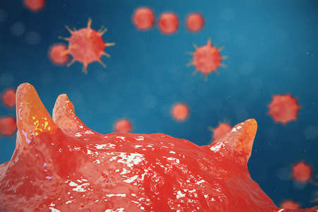 3d 插图的流感病毒 H1n1。 猪流感，感染病毒病流行的有机体