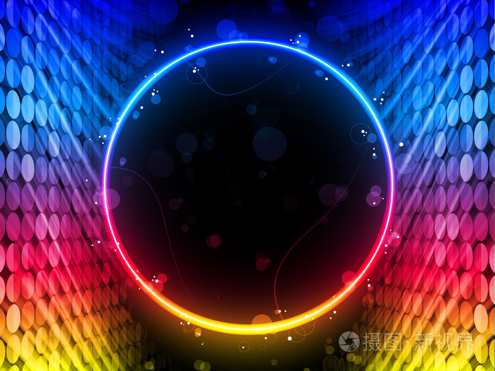 迪斯科抽象圆圈盒黑色背景