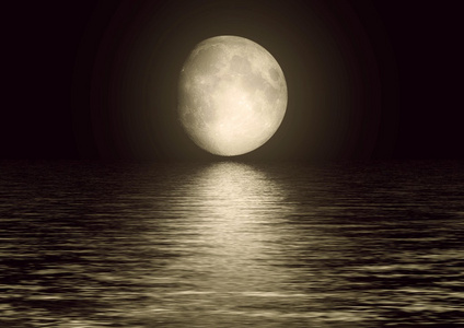 满月图像与水