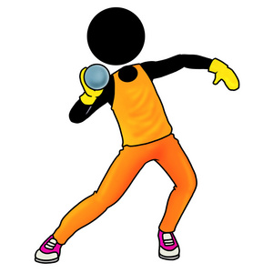 铅球运动矢量卡通插图集红色背景上的铅球图标铅球运动矢量背景概念