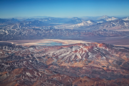 智利阿塔卡马沙漠火山的鸟瞰图