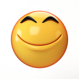 笑表情孤立的白色背景, 笑脸表情符号3d 渲染照片