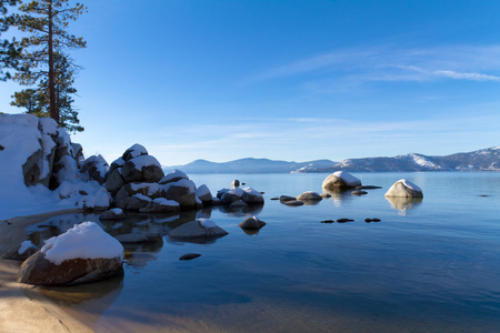 太浩湖，位于美国加利福尼亚与内华达州之间的高山湖泊。