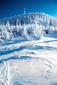 莱莎 Moravskoslezske Beskydy 山脉在冬天的捷克共和国
