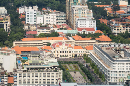 胡志明市 前西贡 市政厅鸟瞰图