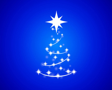 蓝色背景上的抽象圣诞树